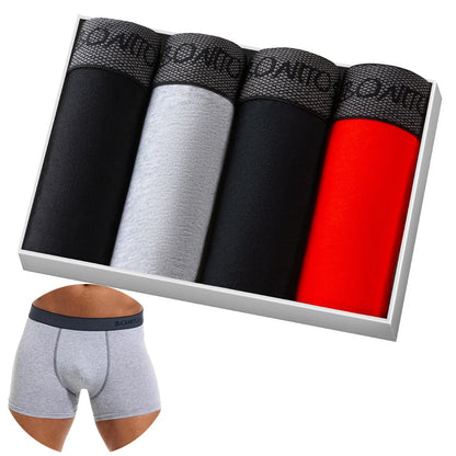 Men's Cotton Boxer Shorts 4PCS Soft Stretch Underwear Set