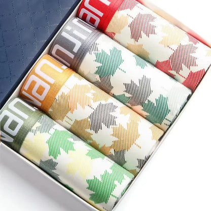 Men's Cotton Boxer Shorts 4PCS Breathable Printed Underwear