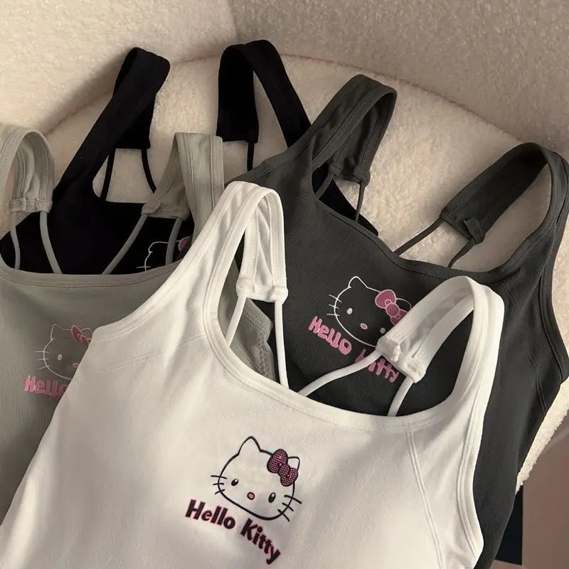 Hello Kitty Printed Tank Top – Cute Summer Cami with Built-In Padding