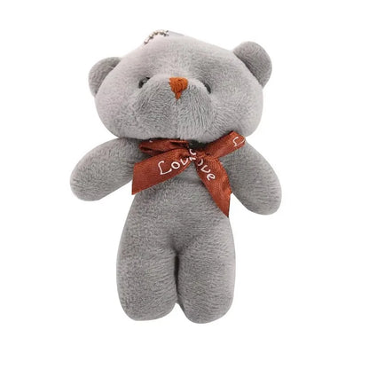12cm Mini Teddy Bear Plush Keychain Bow Tie Pendant 10-Pack