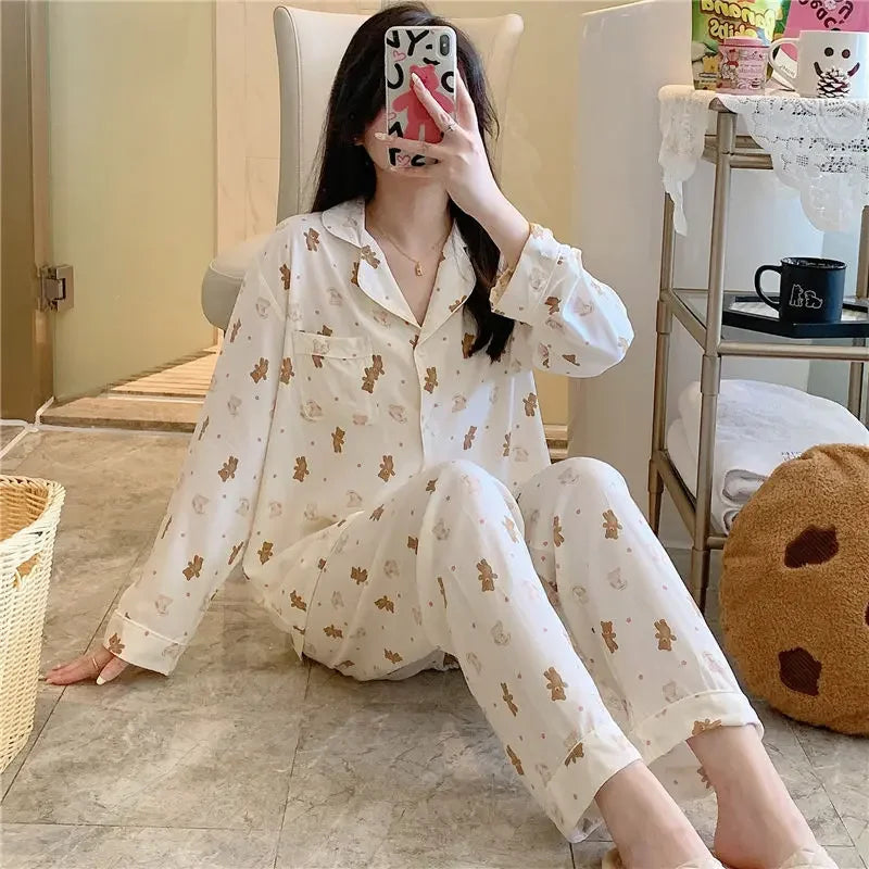 Women's Floral Pajama Set 2 Piece Viscose Long Sleeve Sleepwear