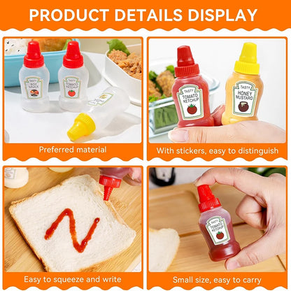 Mini Condiment Squeeze Bottles – Portable Sauce Containers for Lunch Boxes
