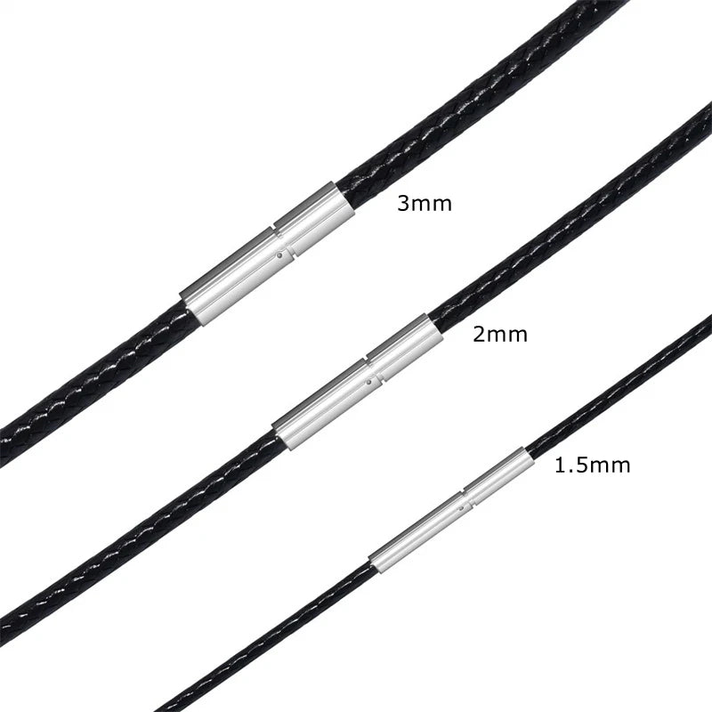 Leather Rope Necklace with Stainless Steel Clasp for Pendants