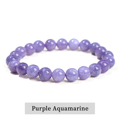 Natural Stone Bead Bracelet – Crystal Gemstone Stretch Bracelet