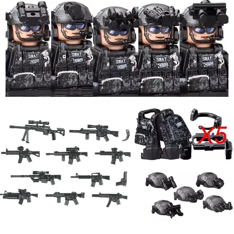 Military Soldier Building Blocks Mini Figure Set with Accessories