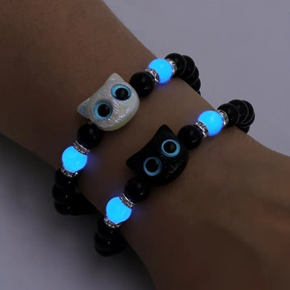 Matching Couple Bracelets Glow in the Dark Cat Friendship Gift