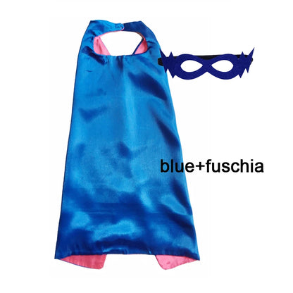 Kids Superhero Cape with Mask Reversible Satin Costume