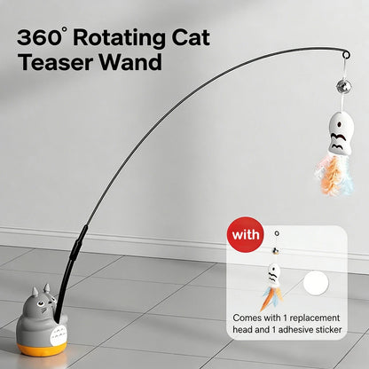 Cat Teaser Wand with Bell & Feather – Interactive Toy