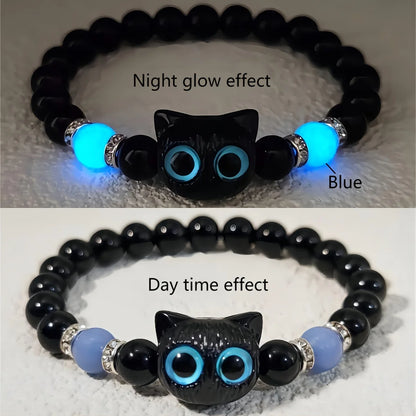 Matching Couple Bracelets Glow in the Dark Cat Friendship Gift