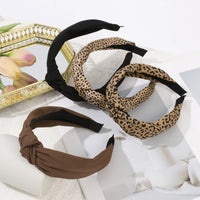 Leopard Print Headband Wide Cross Knot Hairband for Women