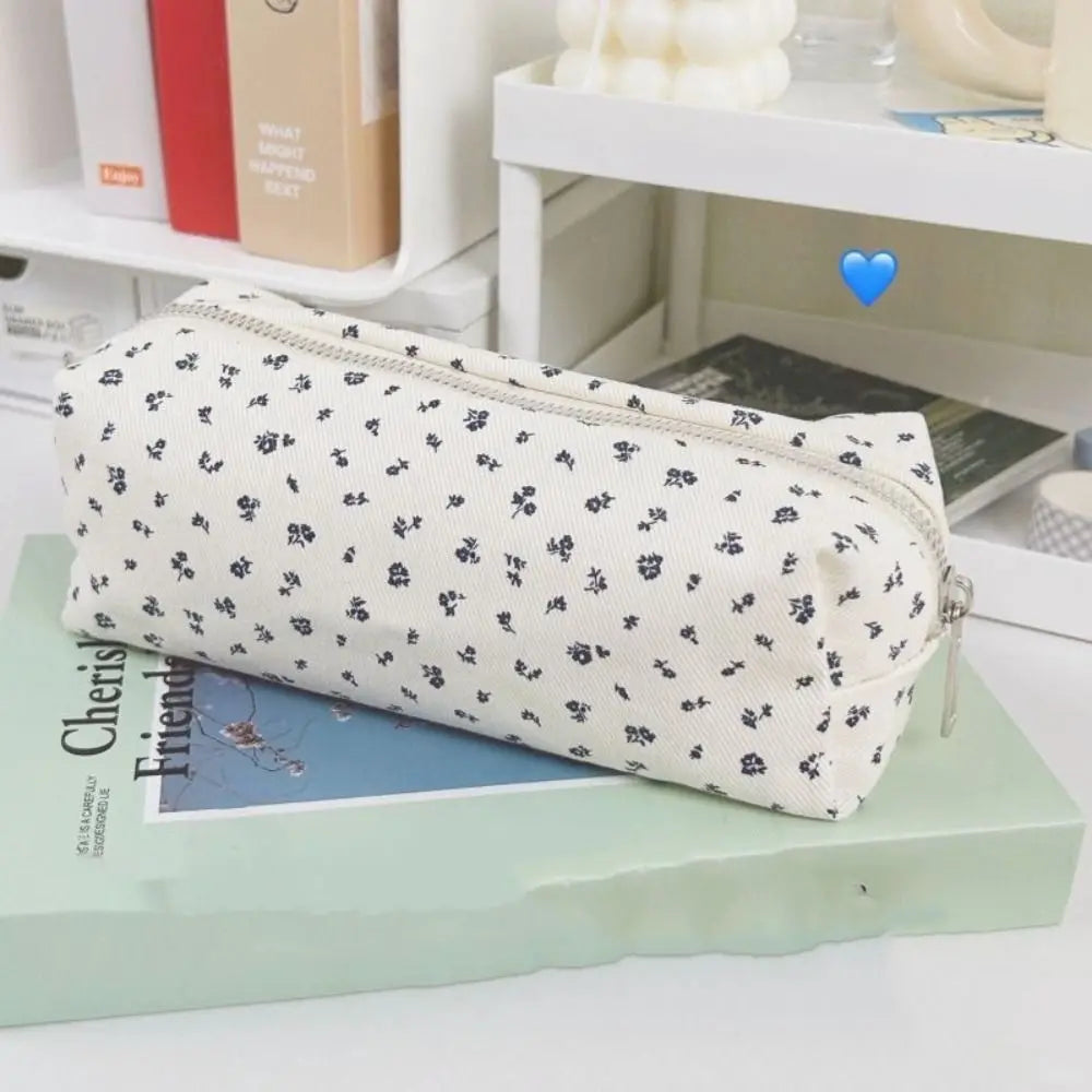 Floral Pencil Case Large Capacity Canvas Pen Bag
