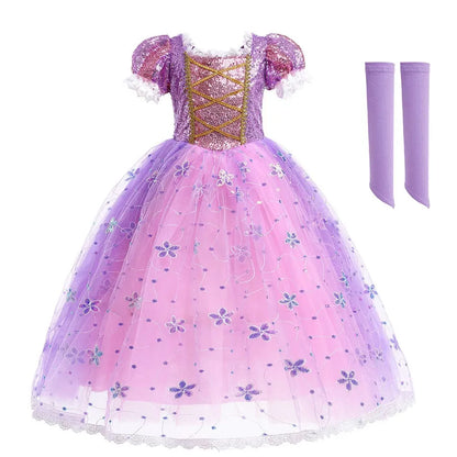 Girls Princess Dress Elsa Anna Kids Cosplay Costume