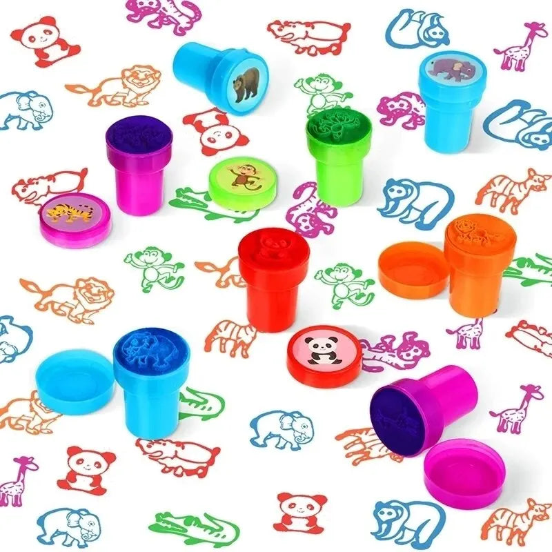 10PCS Kids Self Ink Stamps Set for DIY Crafts