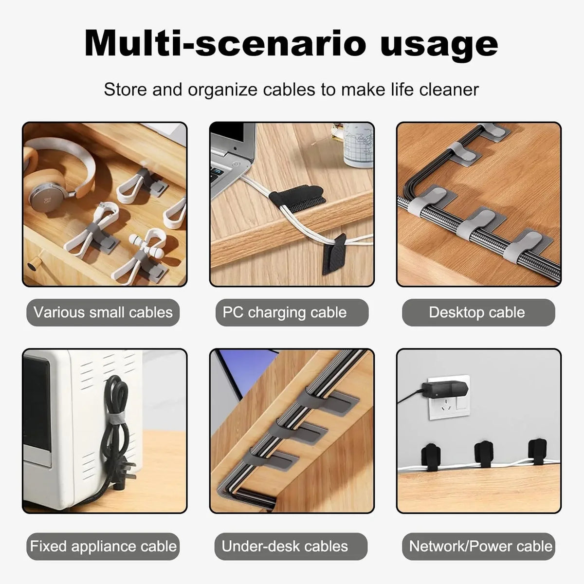 Reusable Velcro Cable Ties – Adjustable Self-Adhesive Cord Organizer
