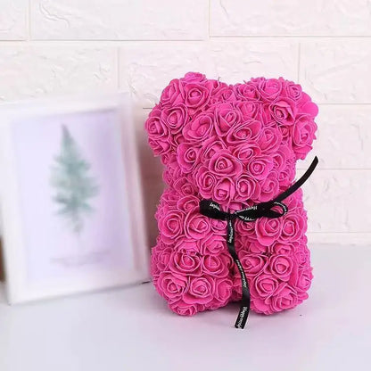 Rose Bear Gift 25cm Artificial Teddy Rose Bear with Box