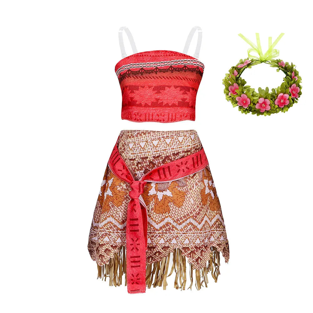 Moana Princess Costume Two Piece Vaiana Dress for Girls
