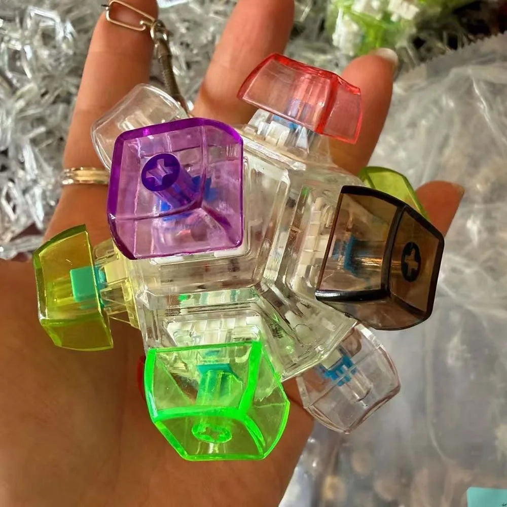 LED Keyboard Keychain Fidget Toy Crystal Clicker Sensory Gadget