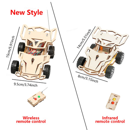 DIY Wooden Remote Control Car STEM Four Wheel Drive Assembly Kit