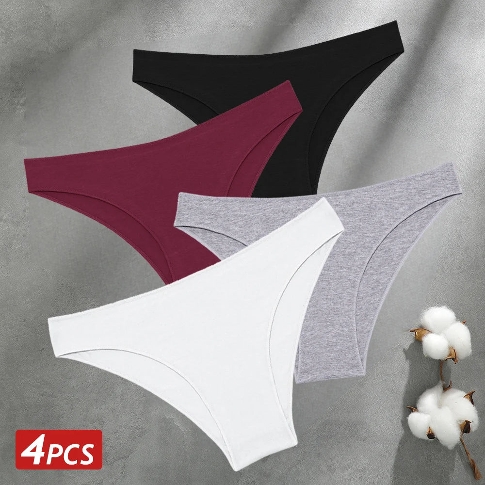 Cotton Seamless Panties 4PCS Women's Low Rise Briefs