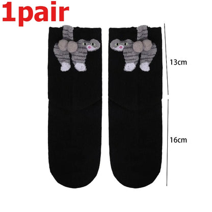 Funny Cat Socks 4 Pairs Cartoon Mid Tube Casual Socks