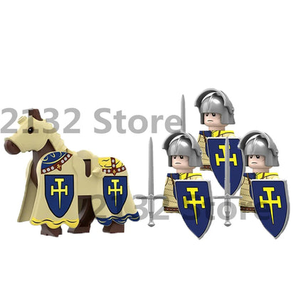 Medieval Castle Building Blocks Wolf Warrior Crusader Knight Figures Set