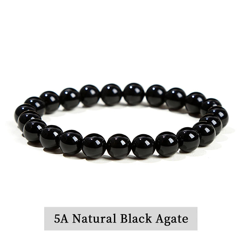 Natural Stone Bead Bracelet – Crystal Gemstone Stretch Bracelet