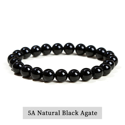 Natural Stone Bead Bracelet – Crystal Gemstone Stretch Bracelet