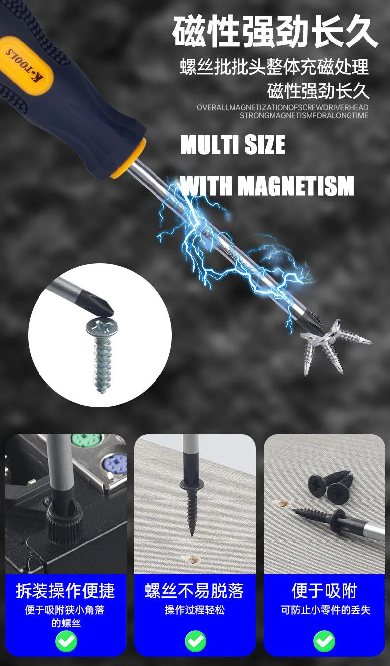 Magnetic Screwdriver High Carbon Steel Phillips & Slotted Tool
