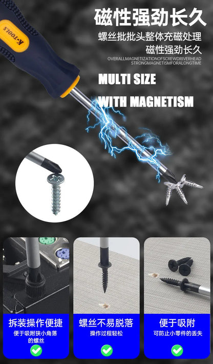 Magnetic Screwdriver High Carbon Steel Phillips & Slotted Tool
