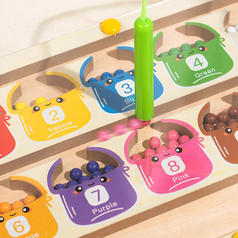 Wooden Magnetic Color Number Maze with Drawing Board