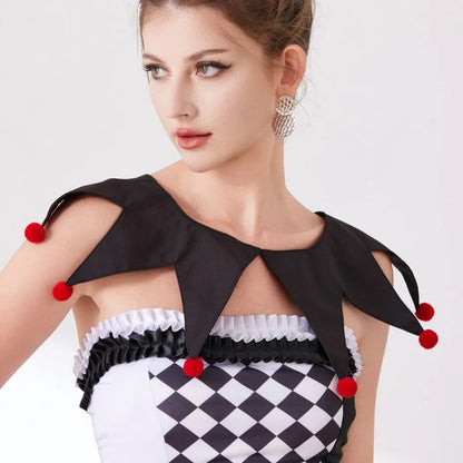 New Halloween Clown Collar Black and White Plaid Fake Collar European and American Men and Women Clown Costume Accessories