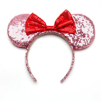Mouse Ears Headband with Sequin Bow for Parties & Cosplay