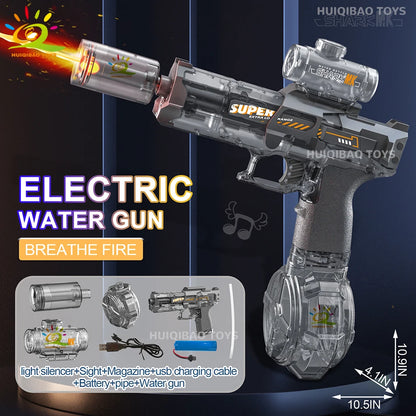 A rechargeable water blaster made for exciting pool, beach, and outdoor water games.