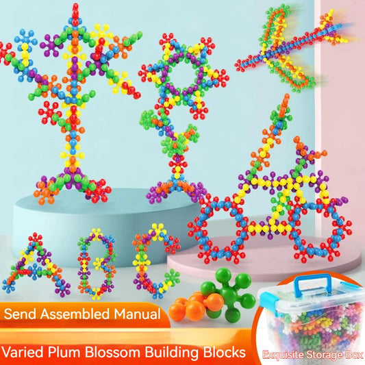 Plum Blossom Building Blocks Colorful Snowflake STEM Construction Toy