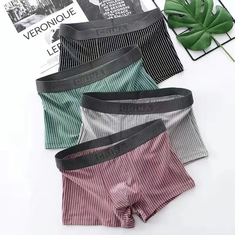 Men's Cotton Boxer Shorts 4PCS Breathable Printed Underwear