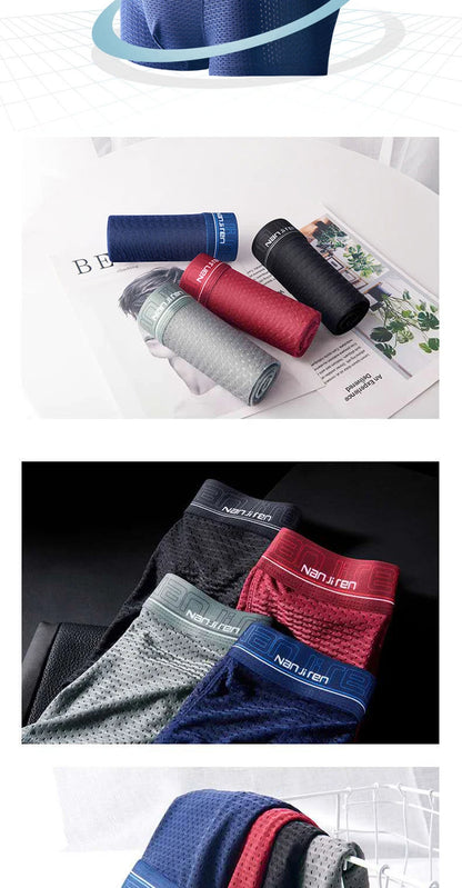 Men's Ice Silk Boxer Shorts 4PCS Breathable Mesh Underwear