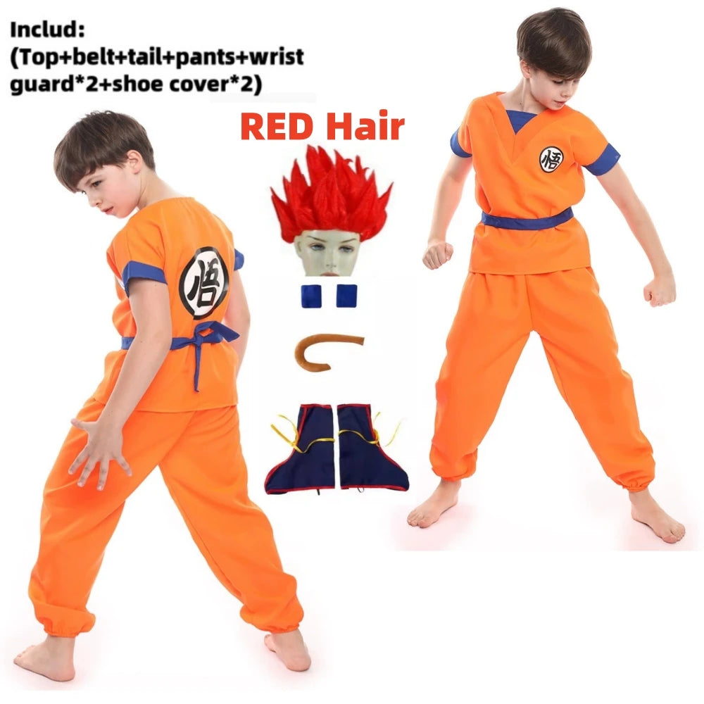 Kids Roku Cosplay Costume Saiyan Anime Outfit Set