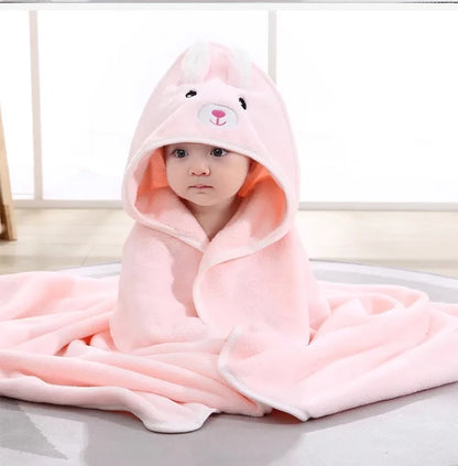Baby Hooded Bath Towel Coral Fleece Toddler Bathrobe
