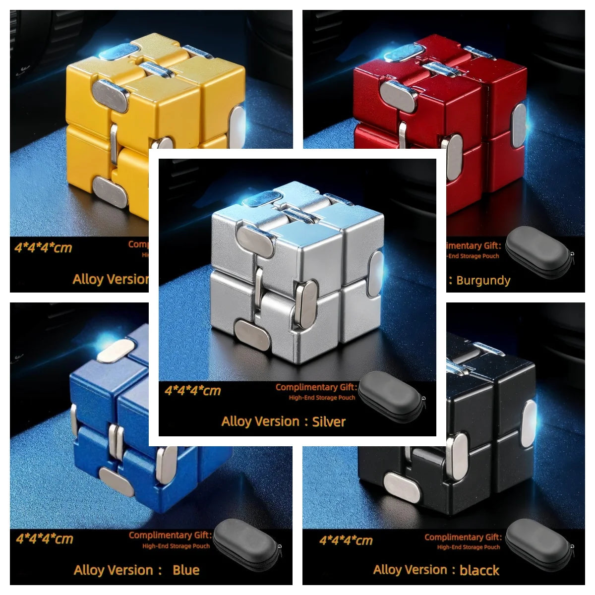 Alloy&Plastic Infinity Cube Fidget Toy Ultra-Durable Sensory Stress Reliever for Adults & Kids Anxiety Relief Gift