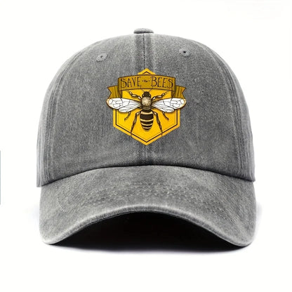 Bee Print Baseball Cap Adjustable Unisex Sun Hat for Outdoor Wear