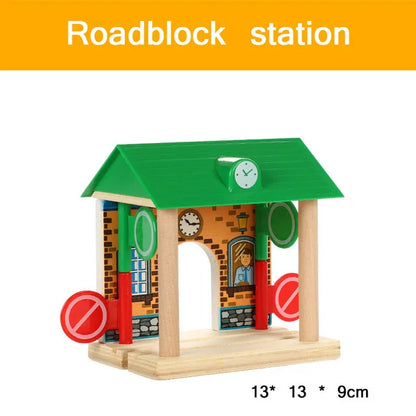 Wooden Train Track Accessories Station Airport Gas Station