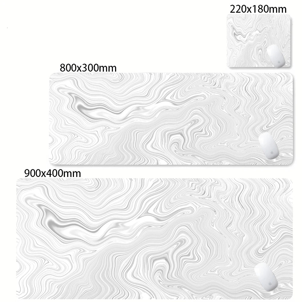 XXL Black & White Desk Mat – Abstract Liquid Gaming Mouse Pad