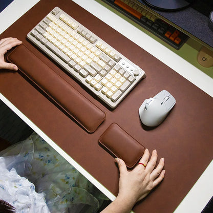 Large PU Desk Mat with Wrist Rest – Waterproof Non-Slip Mouse Pad