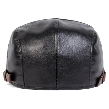 Men's Newsboy Cap Retro PU Leather Flat Beret Hat