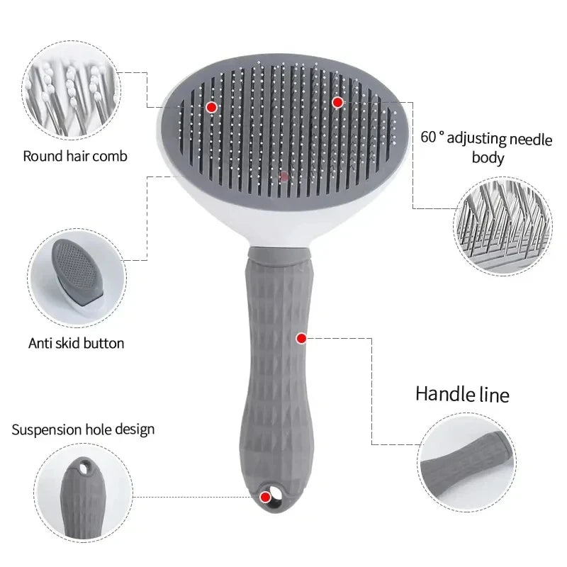 Pet Hair Removal Brush – Self-Cleaning Grooming Comb