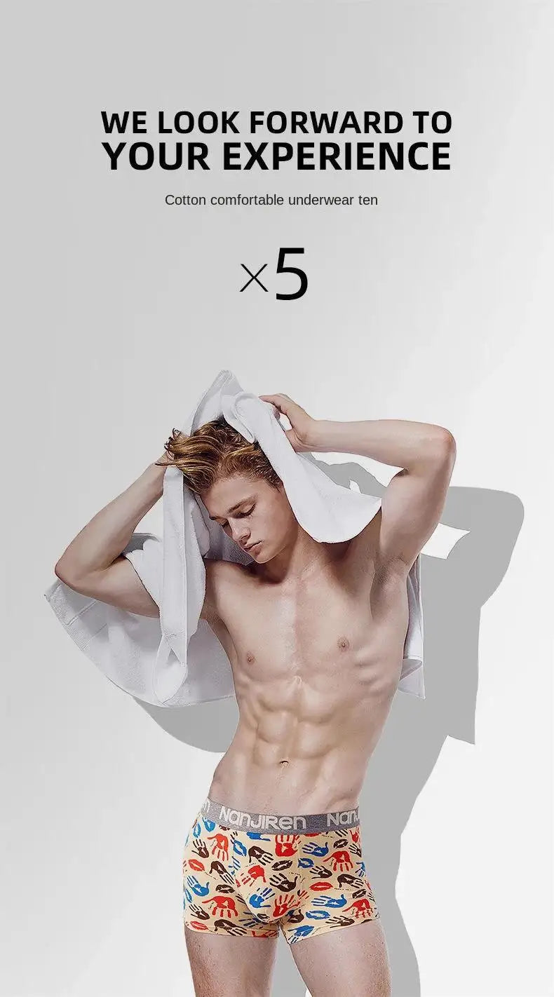 Men's Cotton Boxer Shorts 4PCS Breathable Printed Underwear