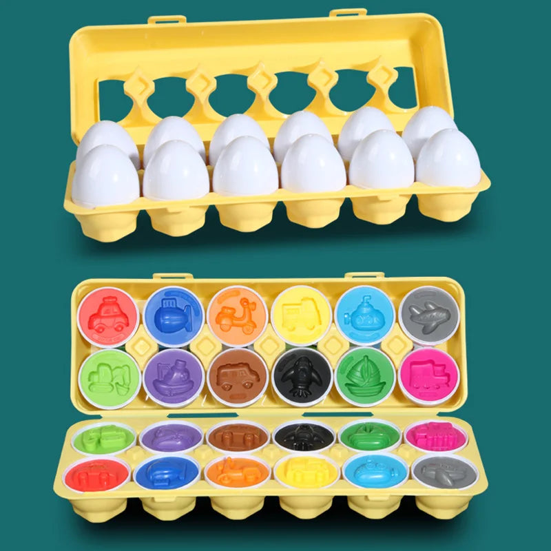 12-Piece Montessori Matching Eggs – Color & Shape Sorter