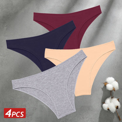 Cotton Seamless Panties 4PCS Women's Low Rise Briefs