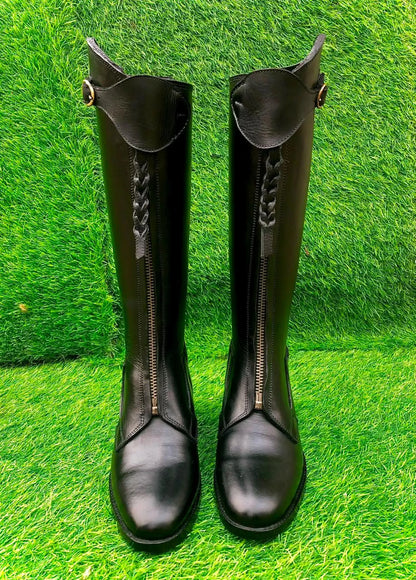 Black Polo Boots Traditional Riding shoes with Knee Pads Equestrian Leather Footwear Polo Players