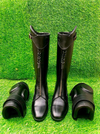 Black Polo Boots Traditional Riding shoes with Knee Pads Equestrian Leather Footwear Polo Players